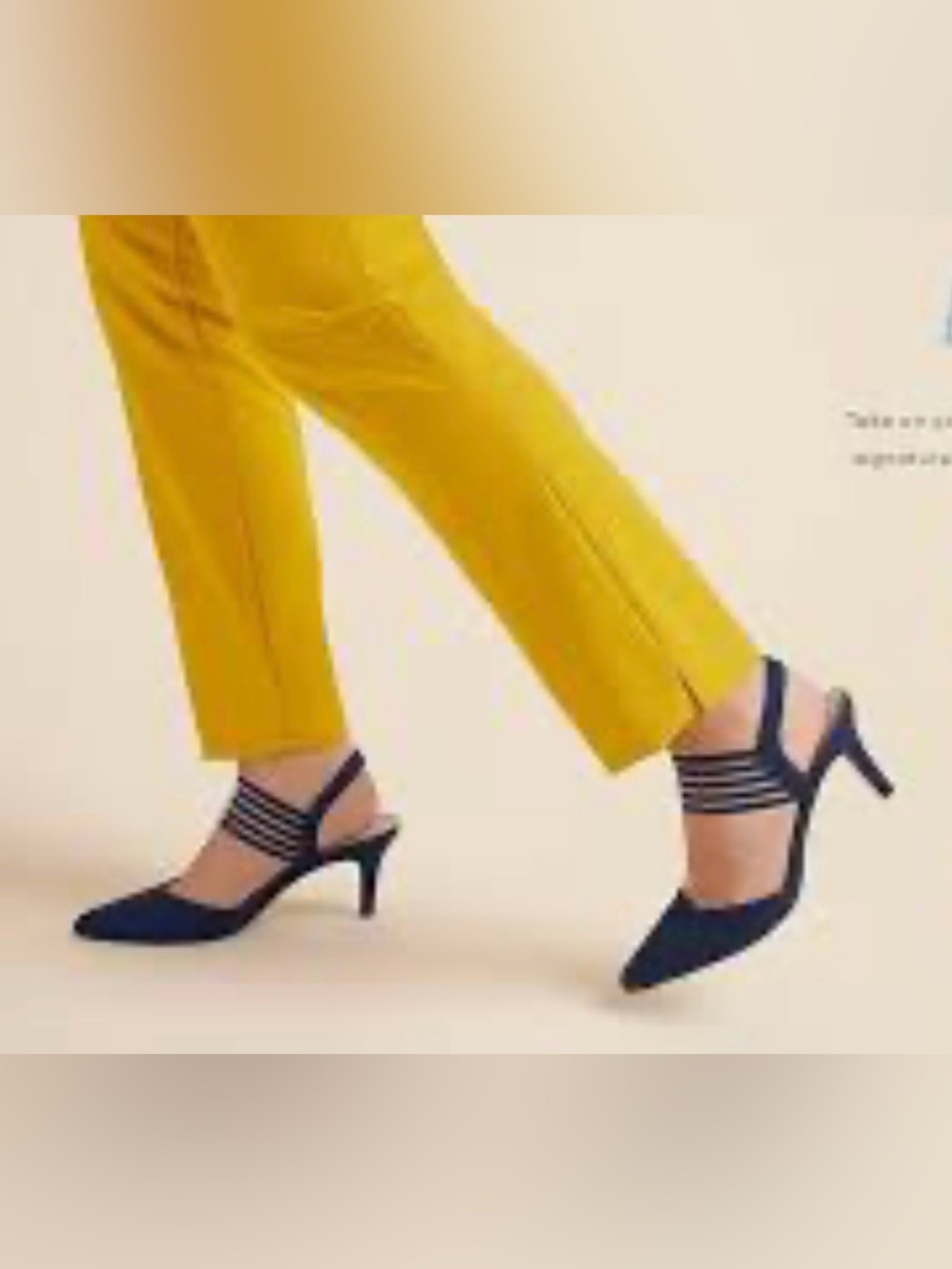 Life Stride Navy Pointed Slingback Pumps with Strappy Ankle